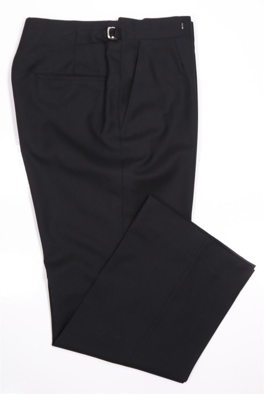Oxxford Custom Made for Gov Carl Sanders Solid Black Wool Dress Pants 30x27